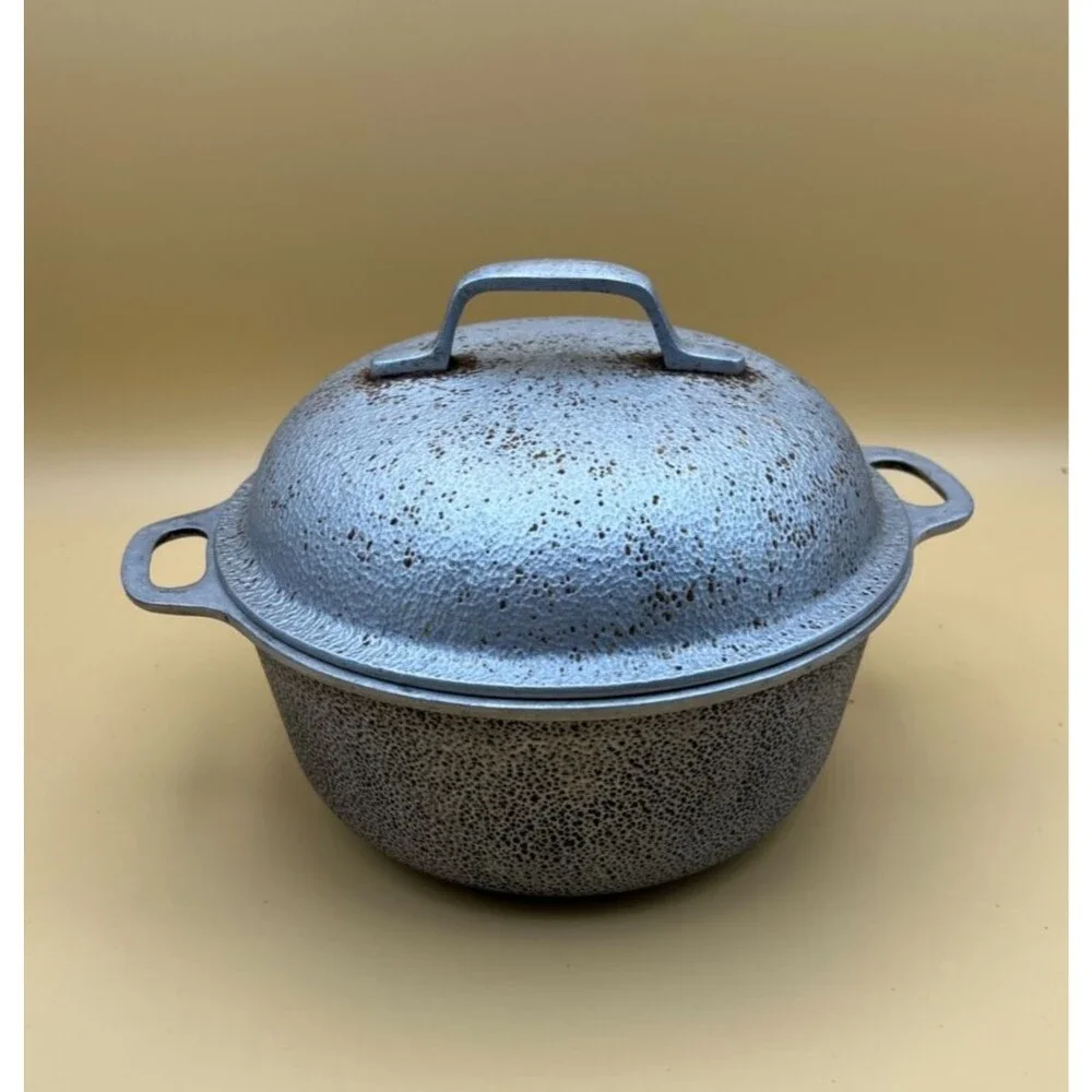 Vintage Century Silver Seal Hammered Aluminum Pot With Lid 8